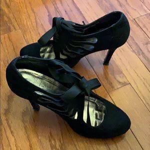 SOLD! Black lace up oxford inspired booties